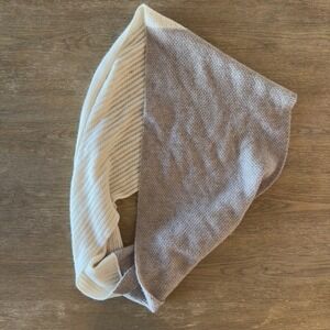 Halogen 100% Cashmere Two Tone Infinity Soft Knit Scarf-Cream & Taupe-One Size